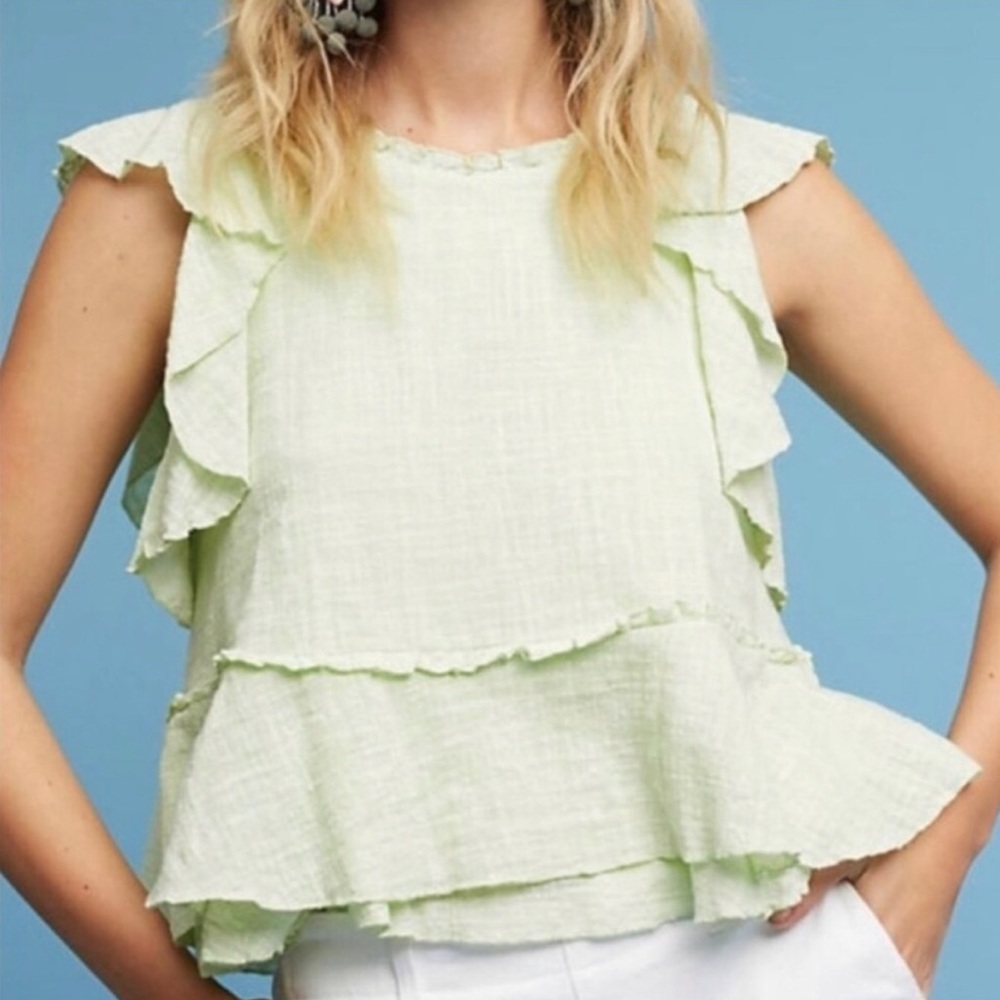 Anthropologie Red Ruffle Tank Top - Picture 9 of 9